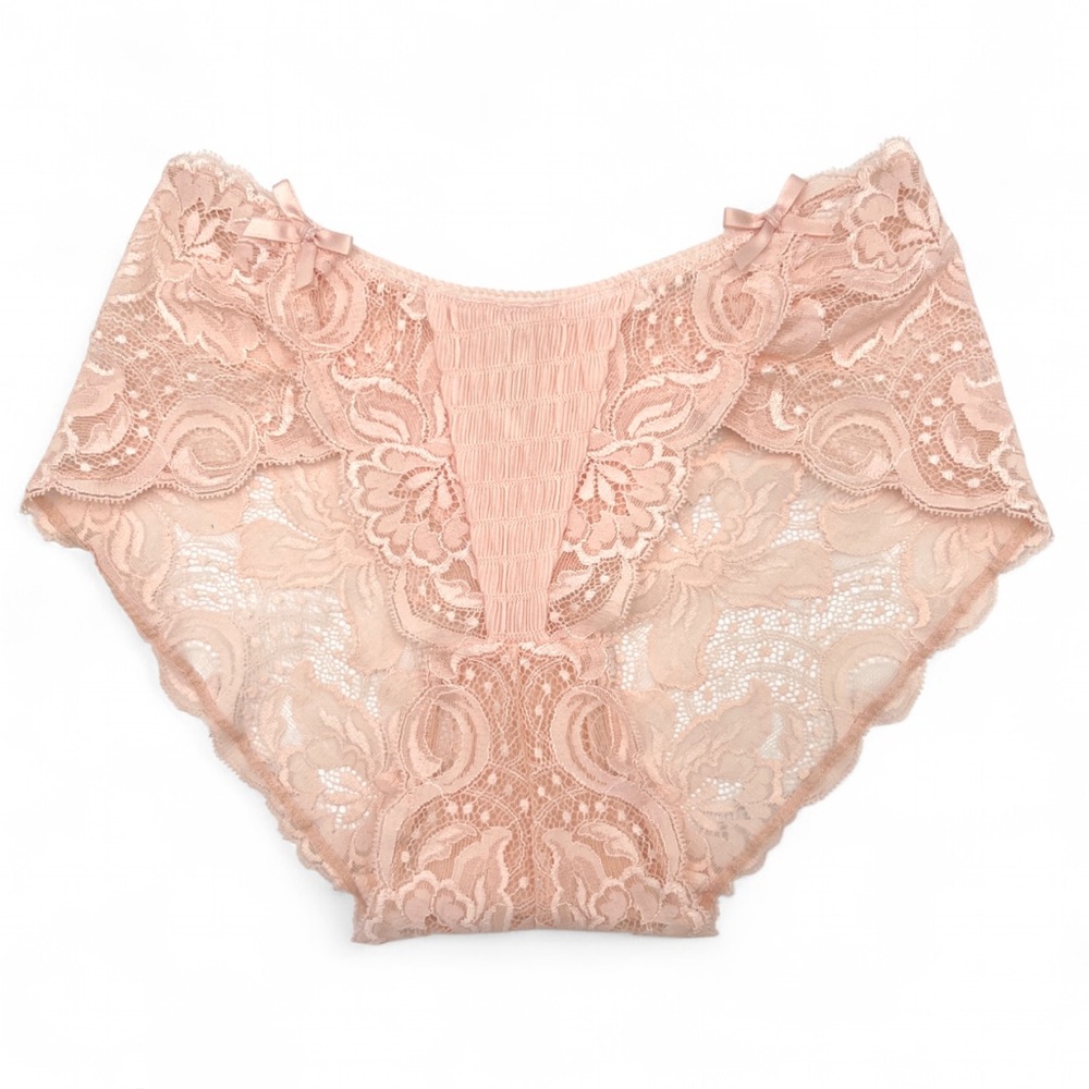 Pastel Pink Lace Ruffle Smocked Panties French Vintage Coquette/Dollete Lingerie